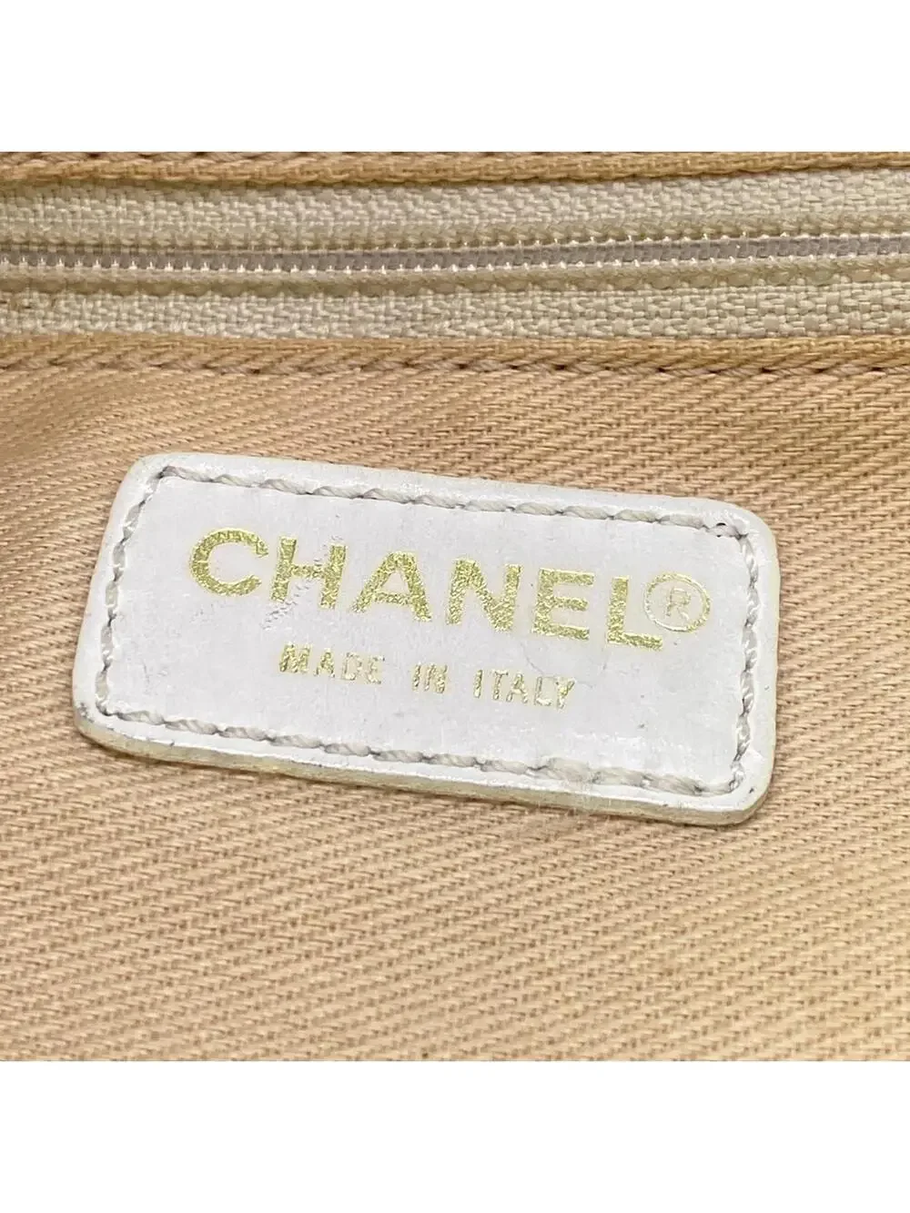 Chanel Khaki Cream Canvas Leather #304192C10B